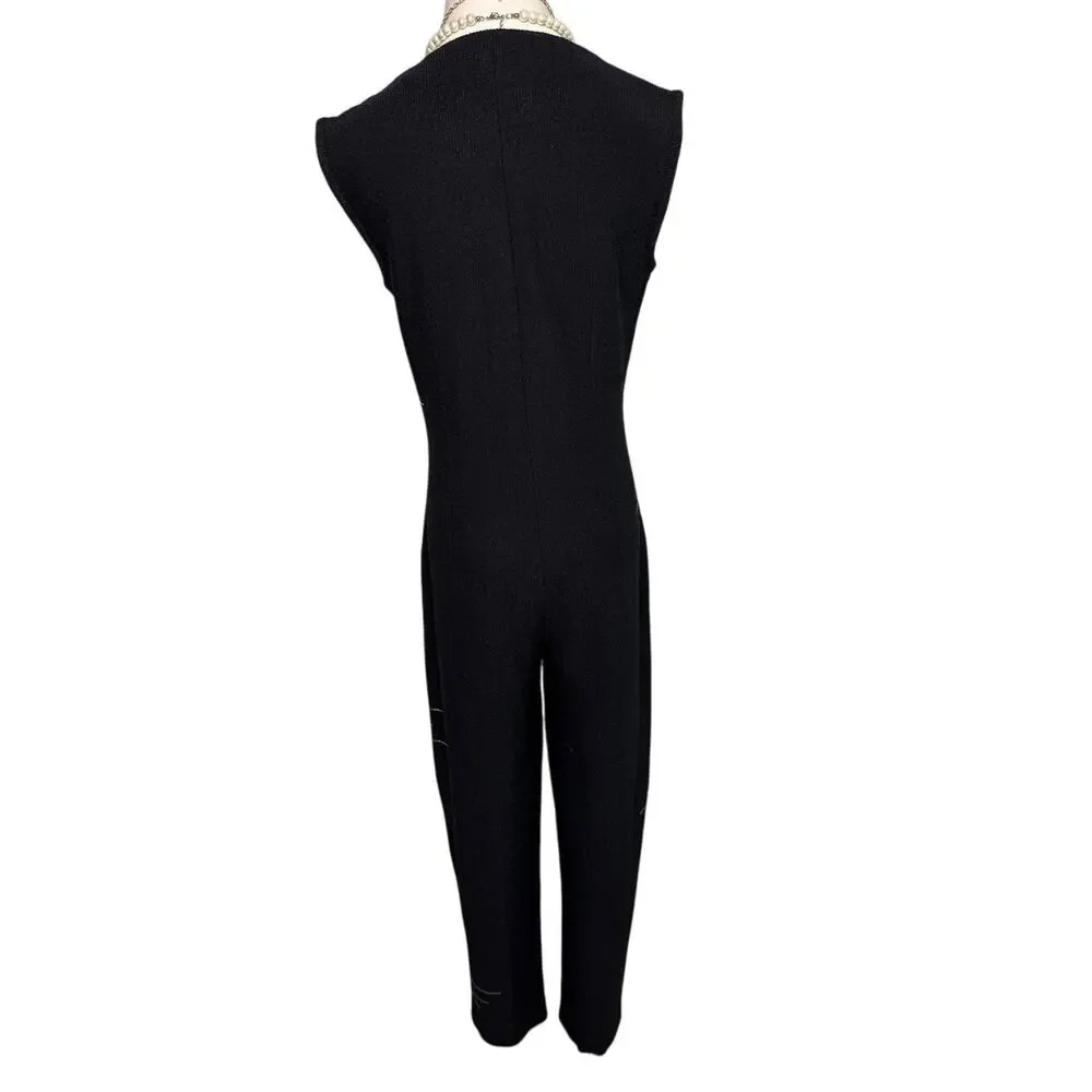 Jennifer Roberts Vintage Black Metallic Studded Jumpsuit one piece art wear S/M - Picture 6 of 14